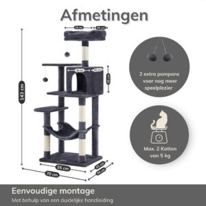 ACAZA Donkergrijze Krabmeubel - Afbeelding 3