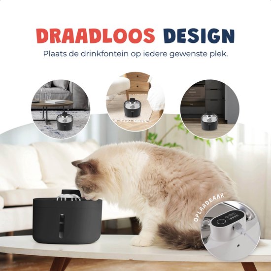 JC Pets Draadloze RVS Drinkfontein - Afbeelding 4