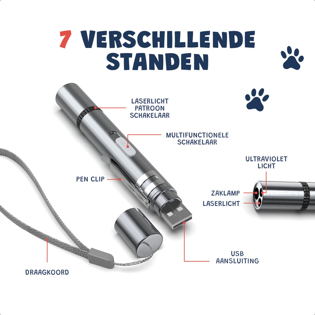 JC Pets Laserpen voor Kat - Zilver - Afbeelding 2
