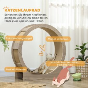 PawHut Walnoot Kattenlooprad - Afbeelding 4