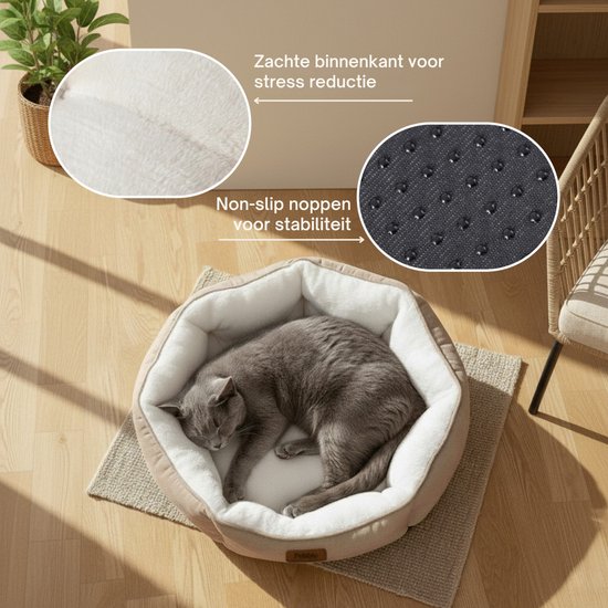 Pebble Kattenmand 51x48 cm - Wit Bruin - Afbeelding 2