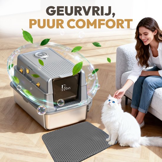 Petsy RVS Kattenbak XXL + Set - Afbeelding 2