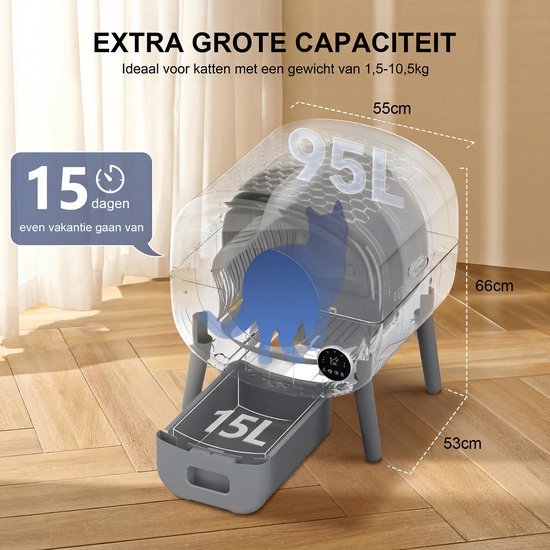 Photonspace Zelfreinigende Kattenbak XXL 95L - Afbeelding 3