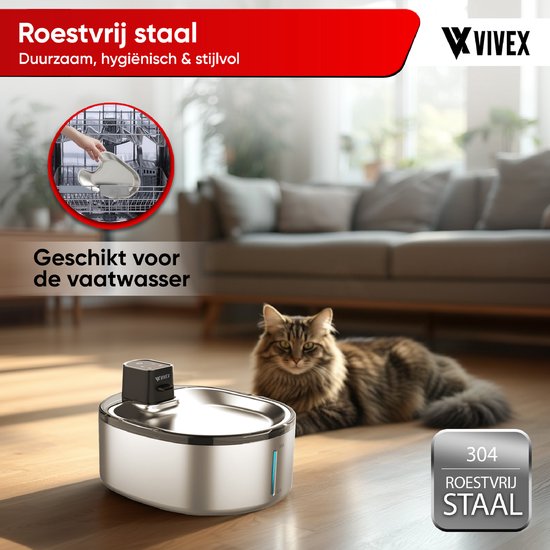 Vivex® 4.5L Draadloze RVS Drinkfontein - Afbeelding 4