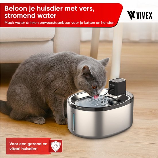 Vivex® 4.5L Draadloze RVS Drinkfontein - Afbeelding 2